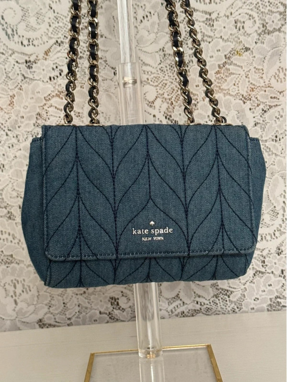 Kate Spade Briar Lane Quilted Denim Mini Emelyn Shoulder Crossbody Bag